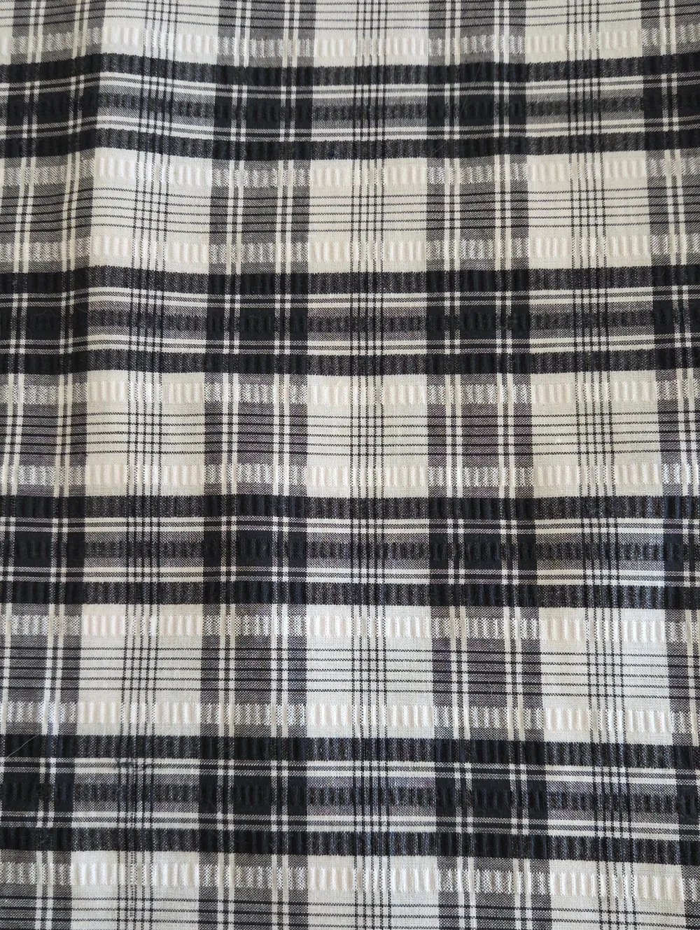 Vintage Texture Plaid Black-Grey-White Lightweight Cotton SEW Fabric 2.1 Yards